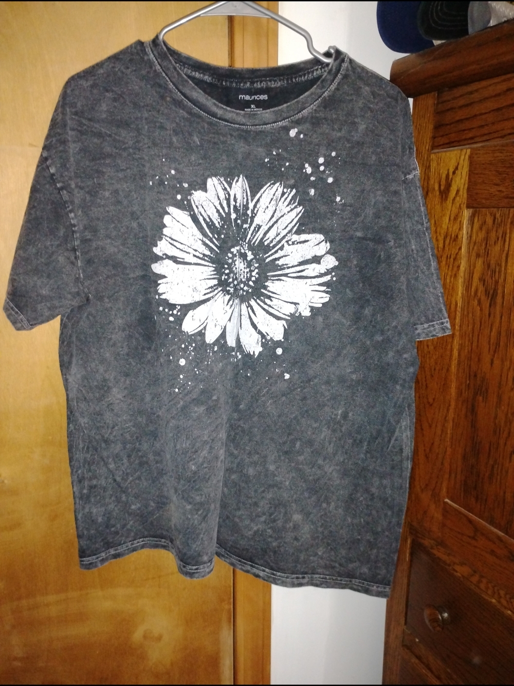 Maurices Black Mineral-Wash Tee with White Splatter Detail